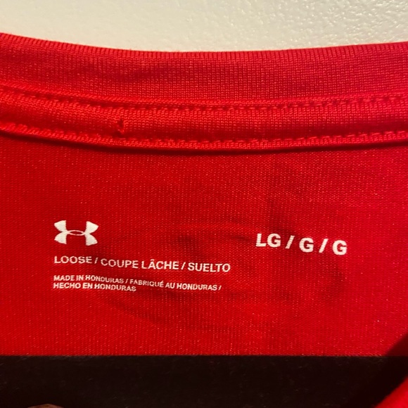 Under Armour red Big Red One Military Army loose Men's shirt sleeve Large NWT - Picture 5 of 12